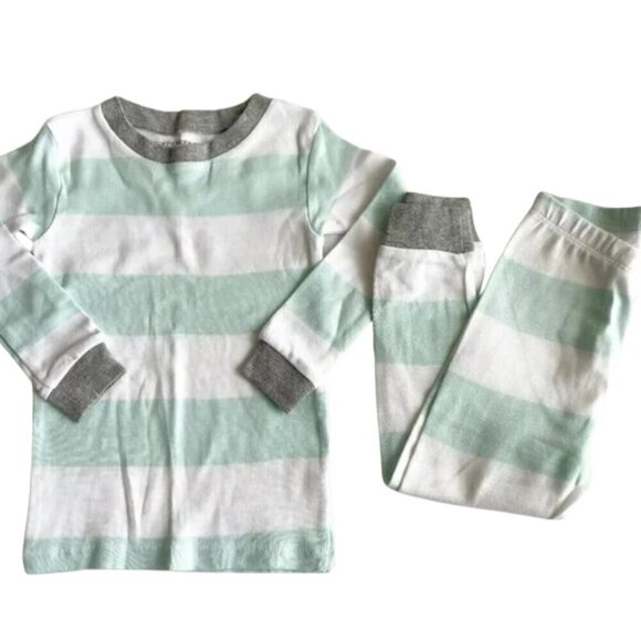 NEW Burt's Bees Kids Organic Cotton PJs Pajamas Set Rugby Stripe - Size 2T - Picture 1 of 5